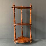 Small old corner shelf in turned wood, 19th century