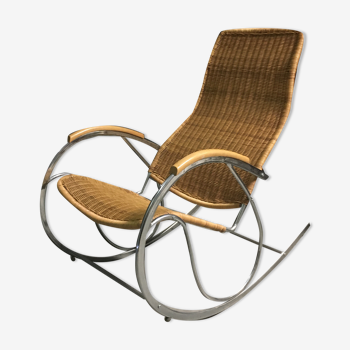 1970's italian rattan rocking chair