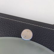 Applique ou plafonnier en verre dépoli et matière façon cuir