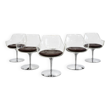 Set of 6 Champagne Armchairs by Erwine & Estelle Laverne, c.1950