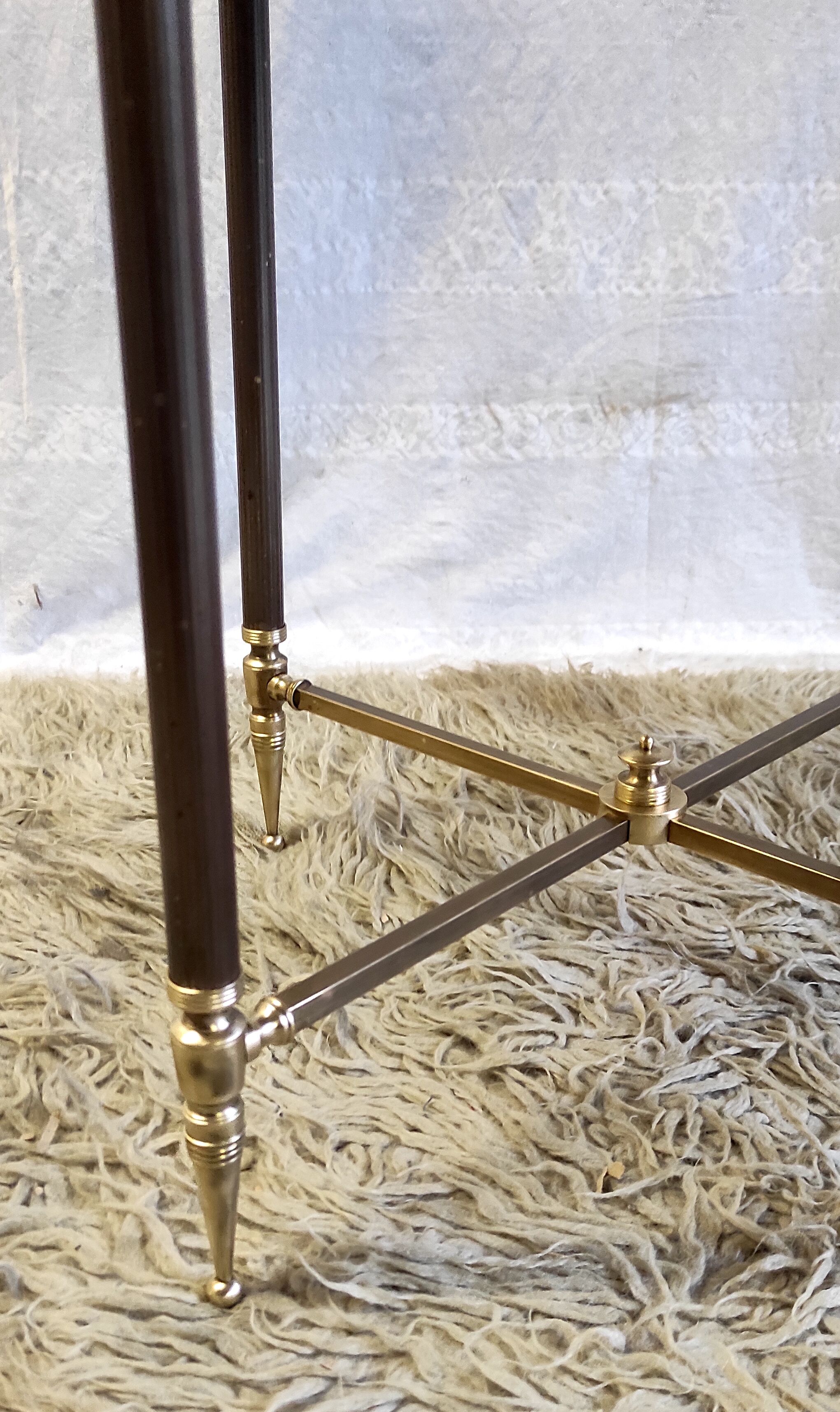 Solid brass coffee table and solid wood 60s/70s