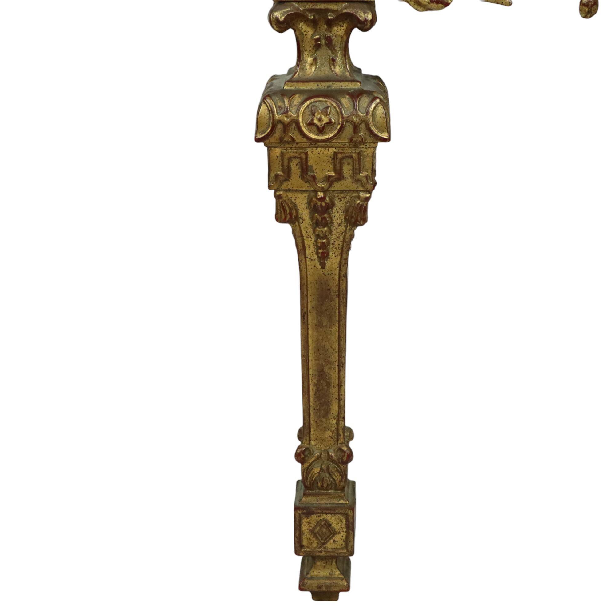 Old Gilded Console Marbled Glass Rococo Style Gold