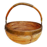 Panier en rotin et laiton 1970