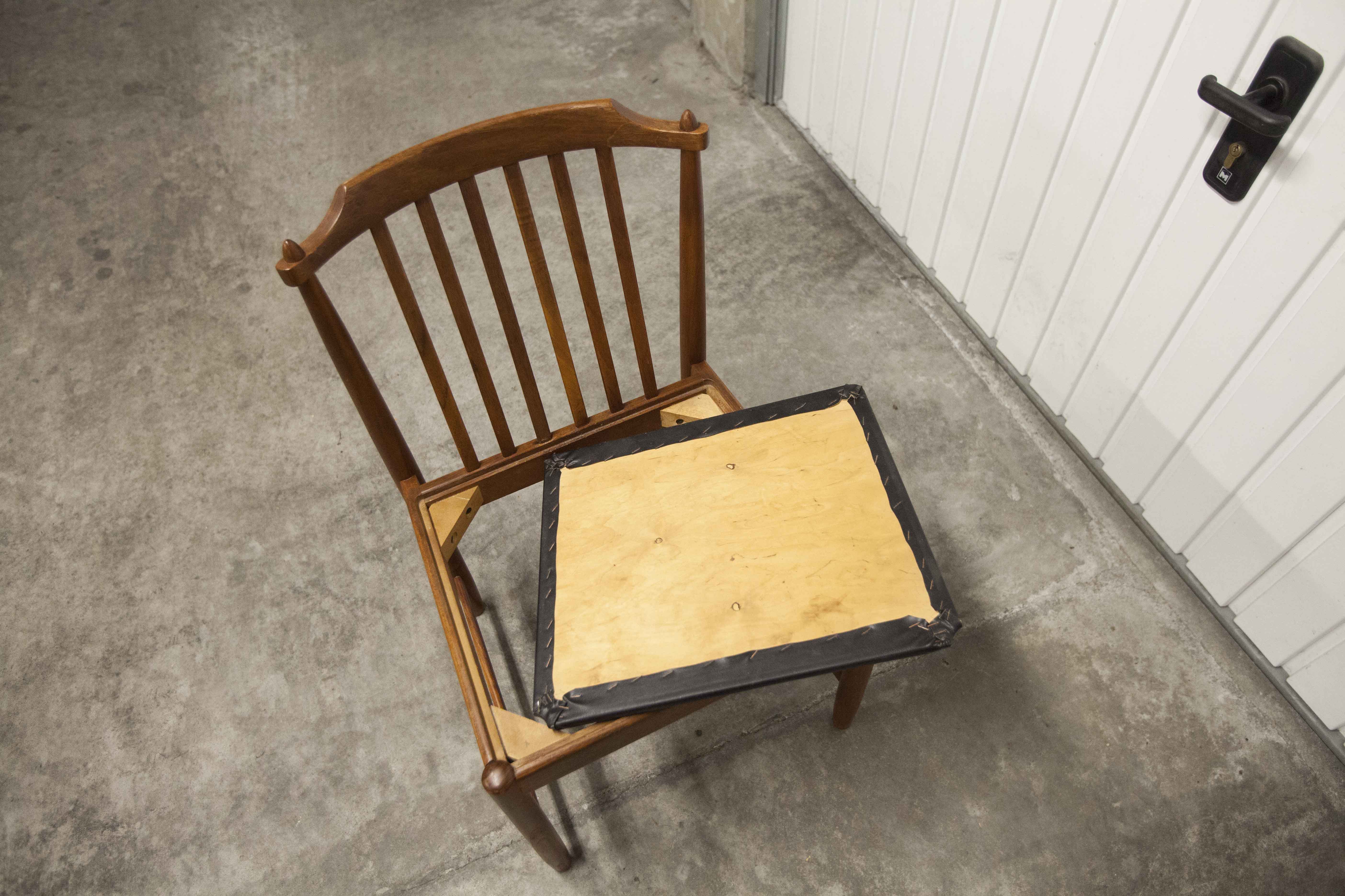 Chaise scandinave 1960 en teck et skaï