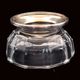 Art Deco thick crystal/glass bowl, silver-plated metal pedestal.