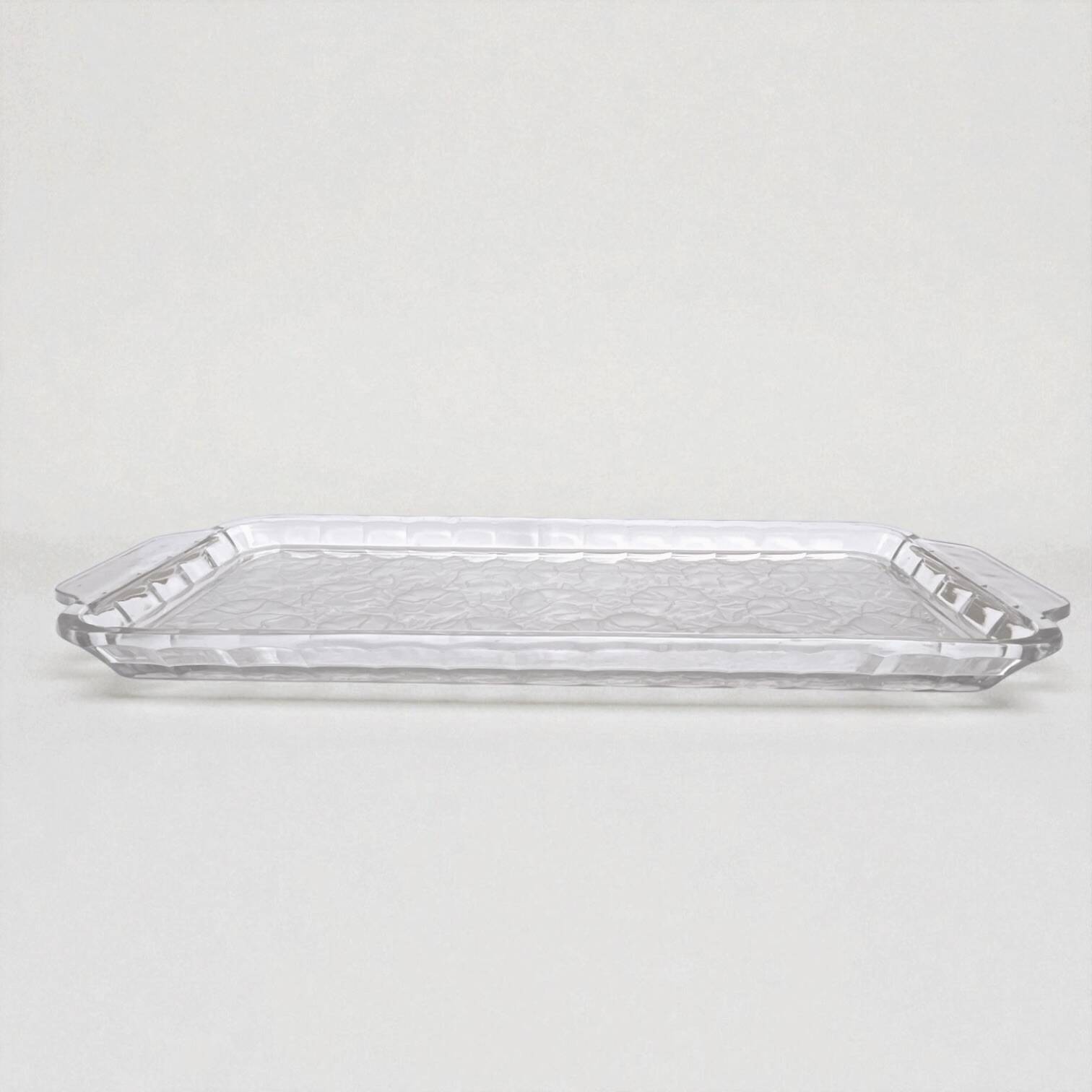 Plateau de service Art Déco en verre - fleurs pensées Vallerysthal Portieux