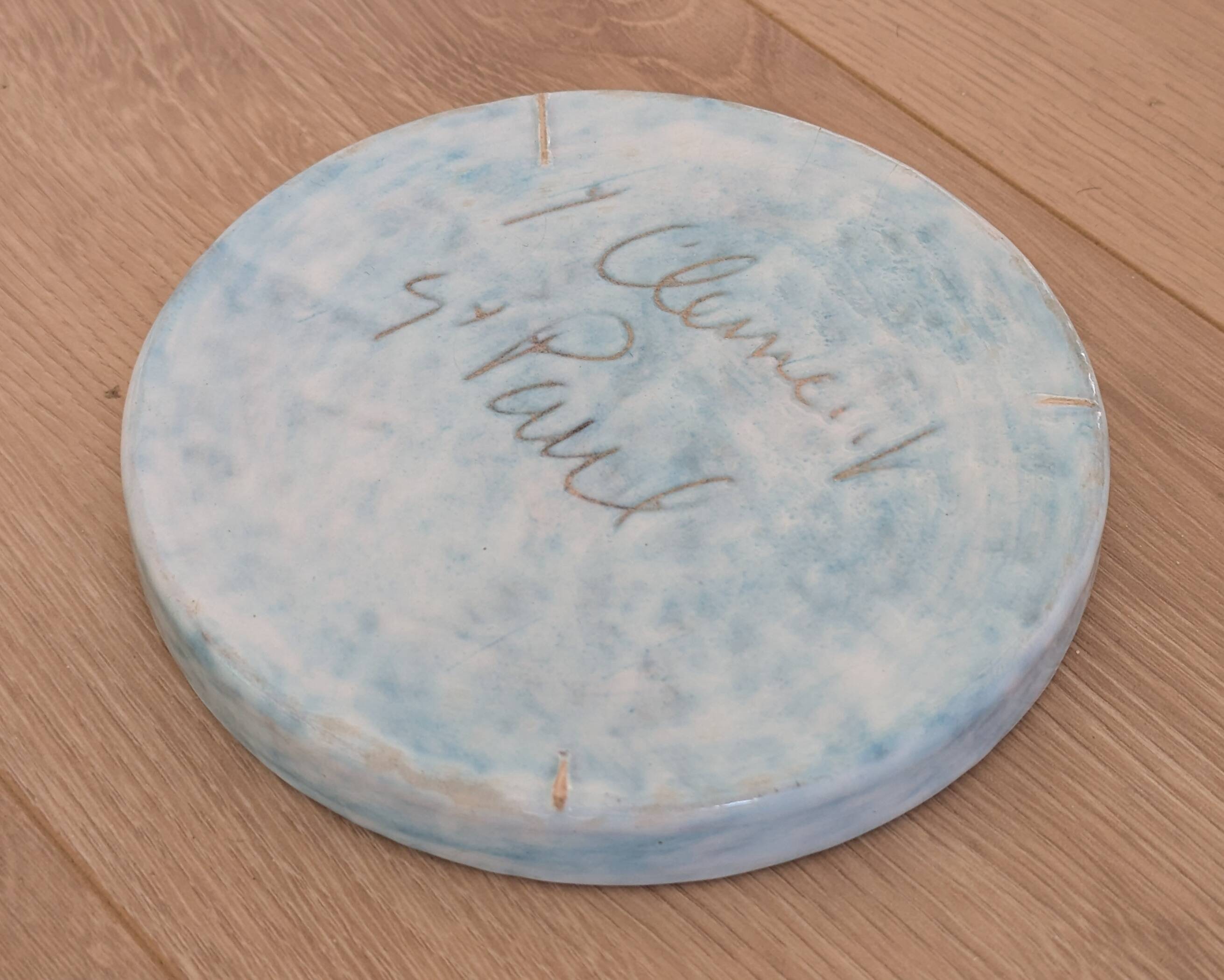 Wall plate - Yves Clément - Ceramic Enamel - Hand-painted flowers