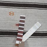 Vintage undyed wool goat hair turkish kilim rug 5' x 6'11''