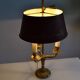 Lampe bouillotte 3 feux bronze et abat jour tôle bordeaux