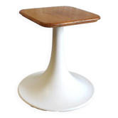 Tabouret pied tulipe et assise bois - années 70