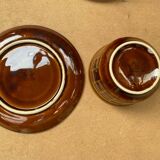 Antique PRUSZKOW Ceramic Brown & Gold Vintage Tea Service #B279
