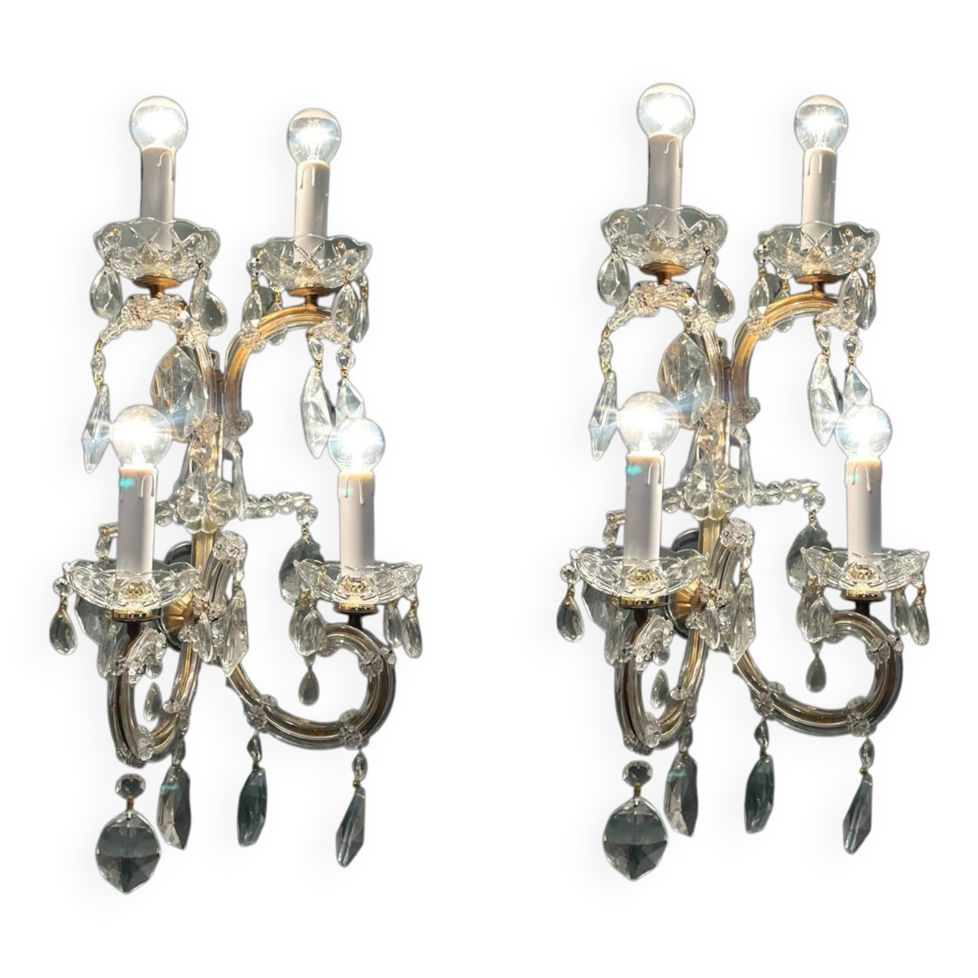 Large Maria Teresa Crystal Sconces Set of 2 1970’s