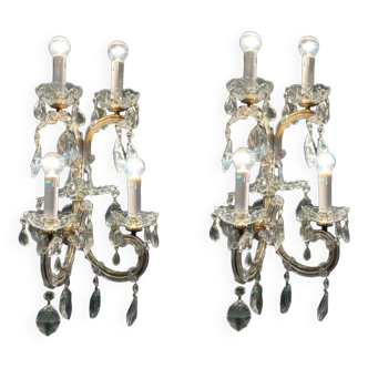 Large Maria Teresa Crystal Sconces Set of 2 1970’s