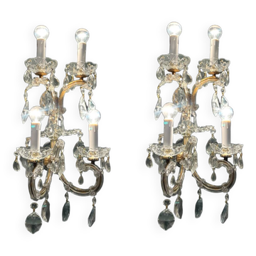 Large Maria Teresa Crystal Sconces Set of 2 1970’s