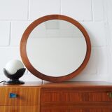 round teak mirror