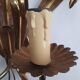 Pair of antique gold wall sconces with wheat ear motif
