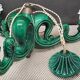 Chandelier 3 arms ceramic green art deco