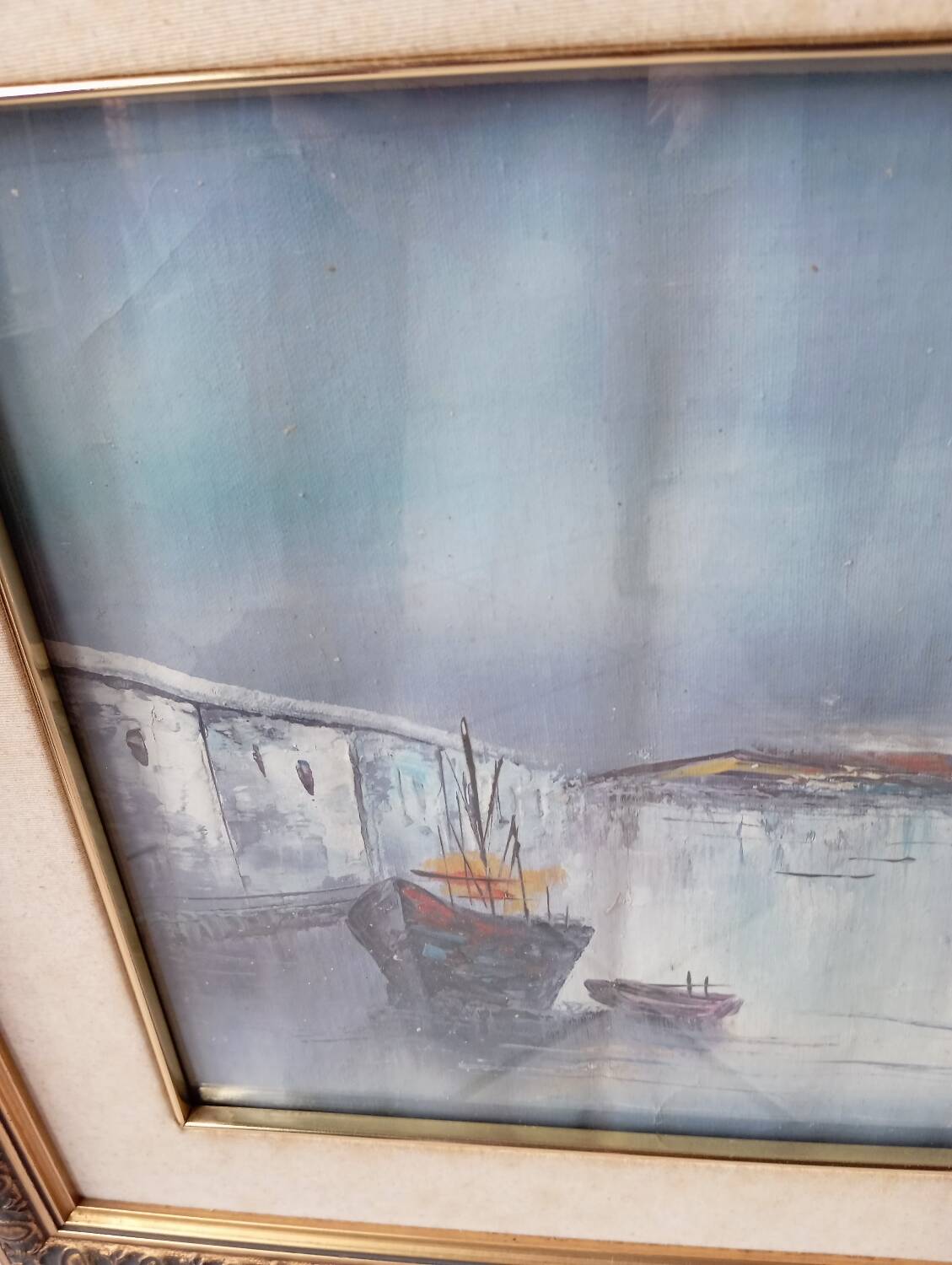 Marine painting under glass