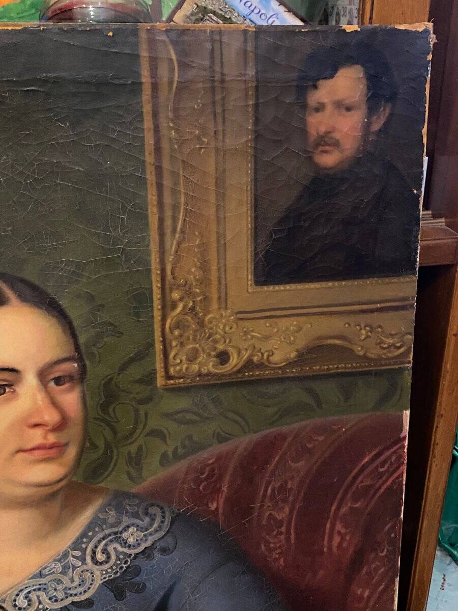 Oil painting on canvas, portrait. Biedermaier artist