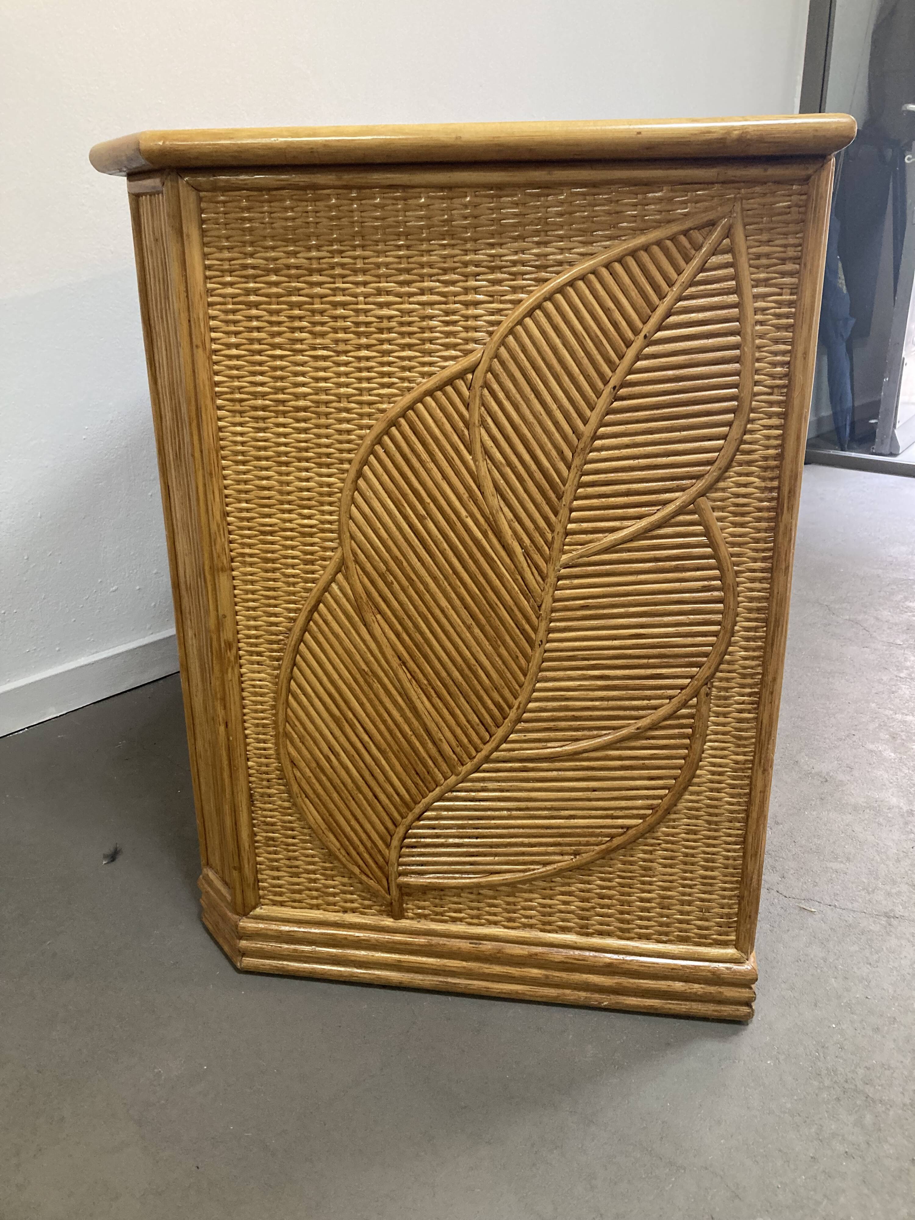 Unique desk in rattan or split rattan, Vivai del Sud style.