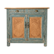 Antique blue-green patinated wooden sideboard – 2 doors, 2 drawers