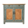 Antique blue-green patinated wooden sideboard – 2 doors, 2 drawers