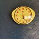 Vintage formica clock silent wall pendulum "FFR Morbier yellow red"