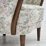 Fauteuil danois années 1955-60 en tissu fleuri multicolore