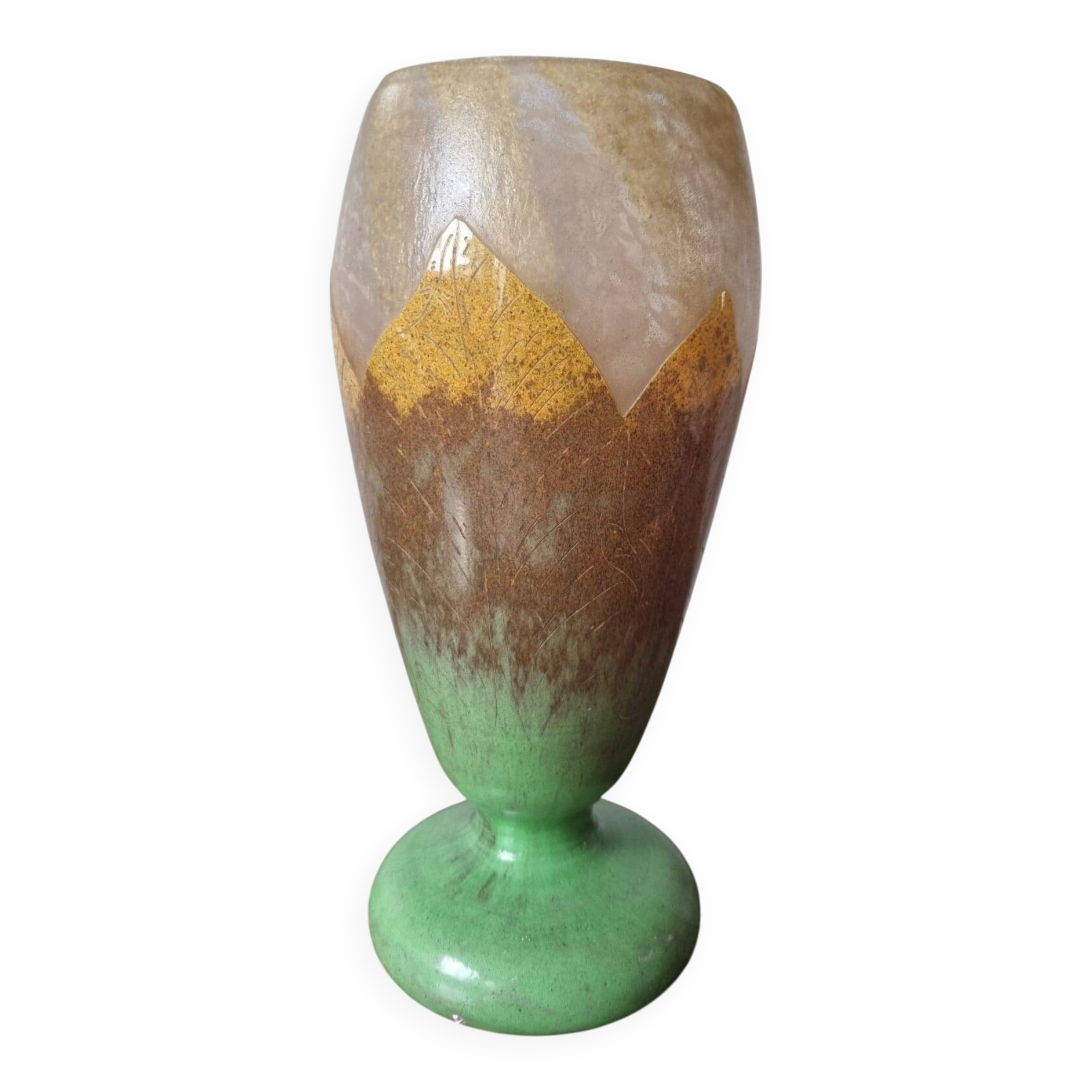 Charles Schneider - Vase "Sorrel Leaves" - signed with berlingot - 1920