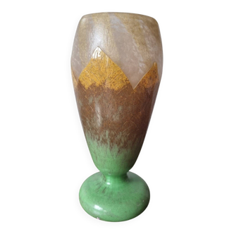 Charles Schneider - Vase "Sorrel Leaves" - signed with berlingot - 1920