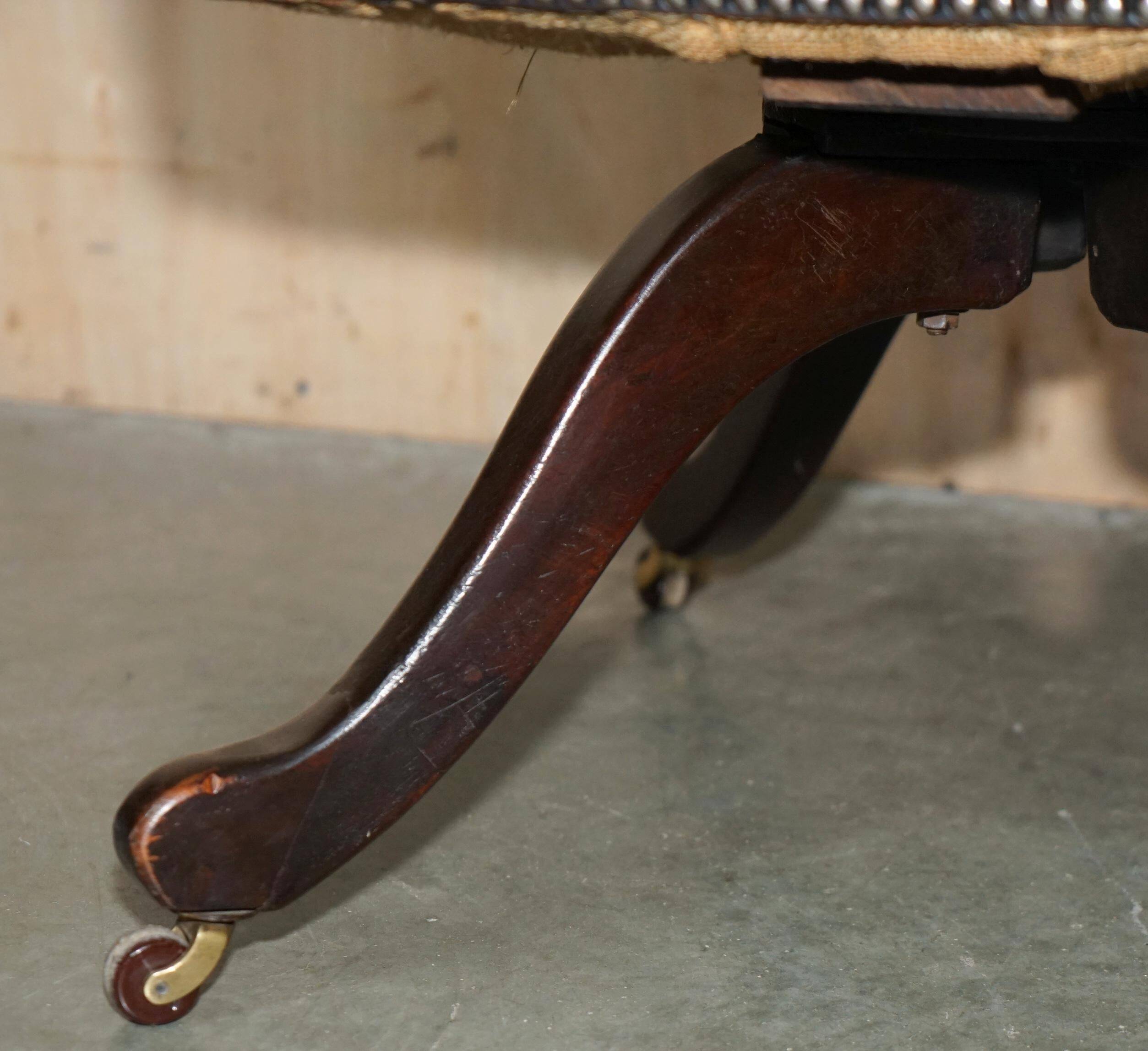 Victorian antique leather captain's chair