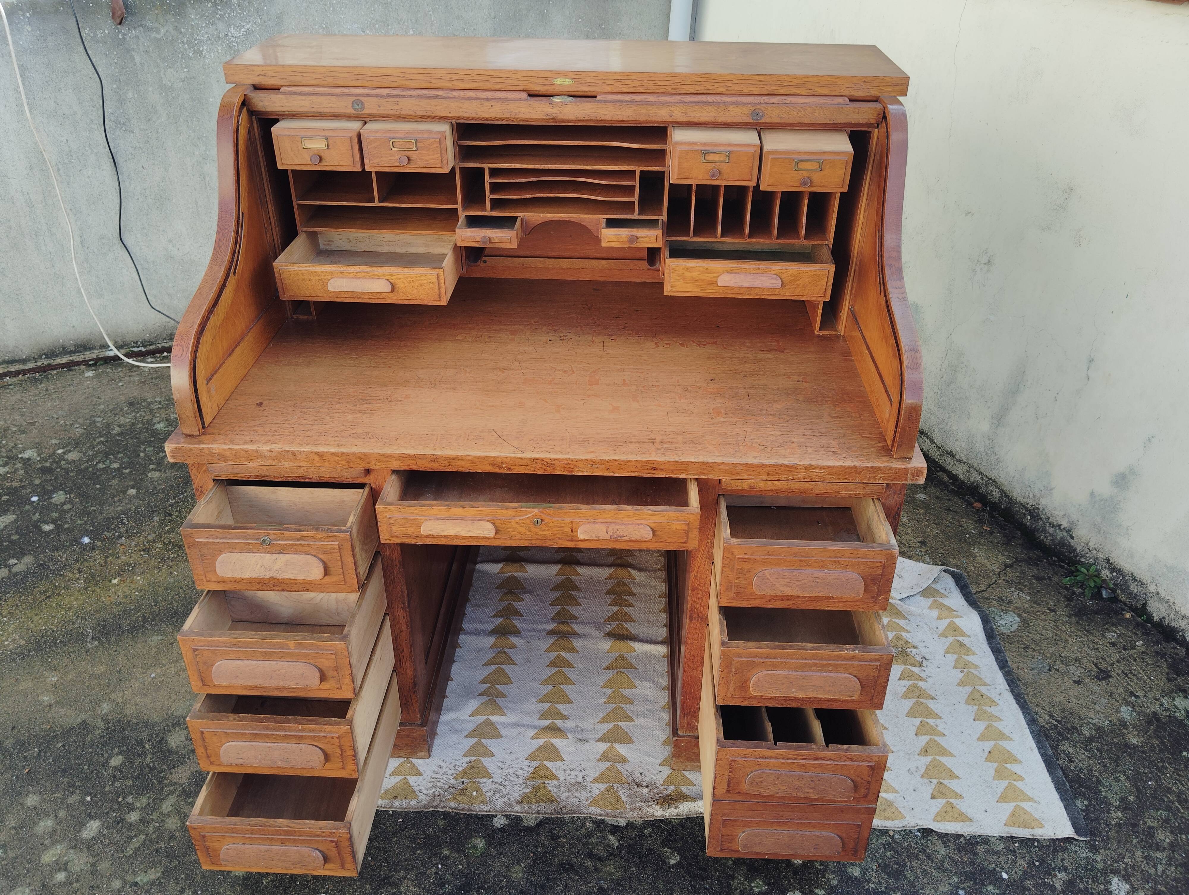 American desk with a "roll top" curtain