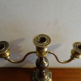 Candle holder 3 lights silver metal EPNS old