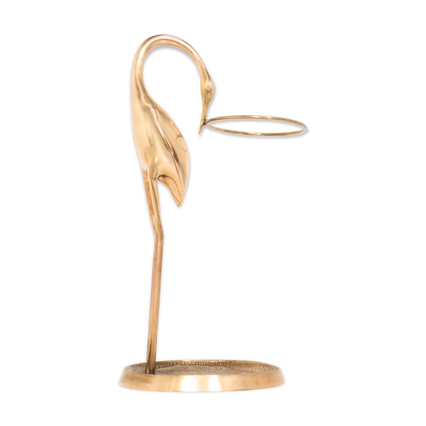 Vintage brass heron bird umbrella stand