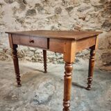 Vintage French Table | 1950s | Oak & Beech | With Drawer