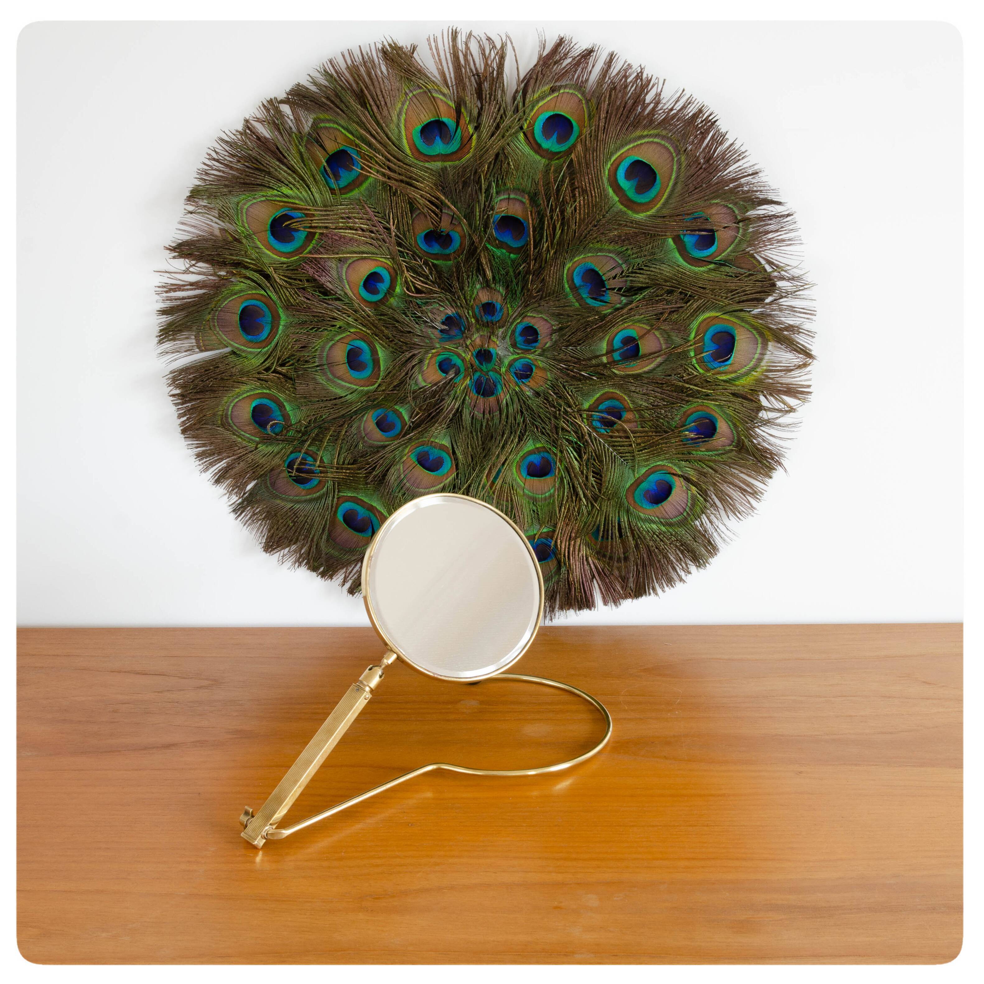 Old brass double sided mirror, France, Circa 1950