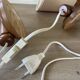 Pair of articulated Scandinavian wall lights SOLBACKEN in vintage wood