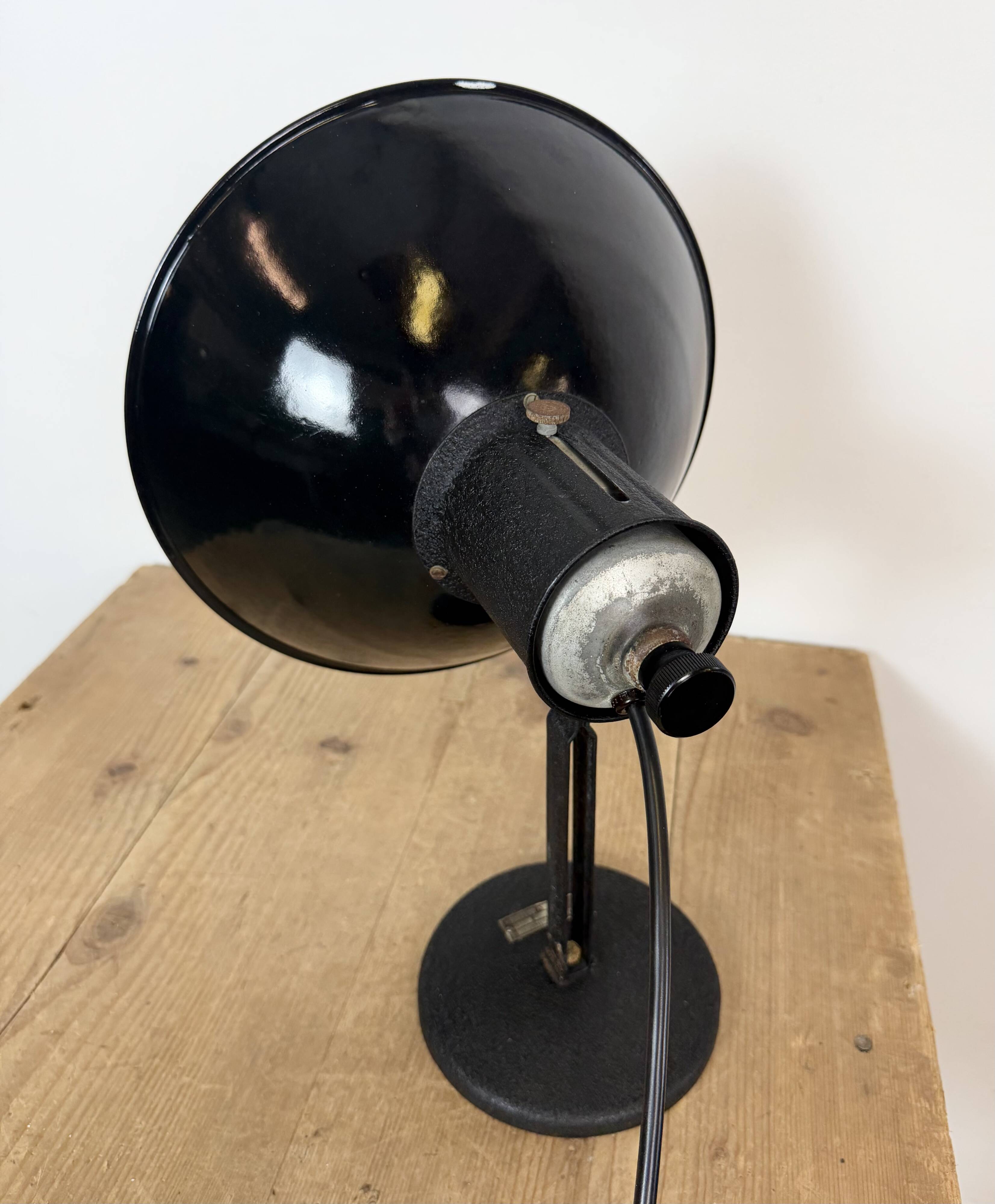 Vintage Industrial Black Enamel Table Lamp from EB, 1950s