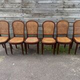Six caned mahogany chairs, Art Deco, 20th century.
