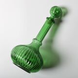 Vintage Emerald Green Glass Decanter / Rare Bottle with Stopper / Empoli