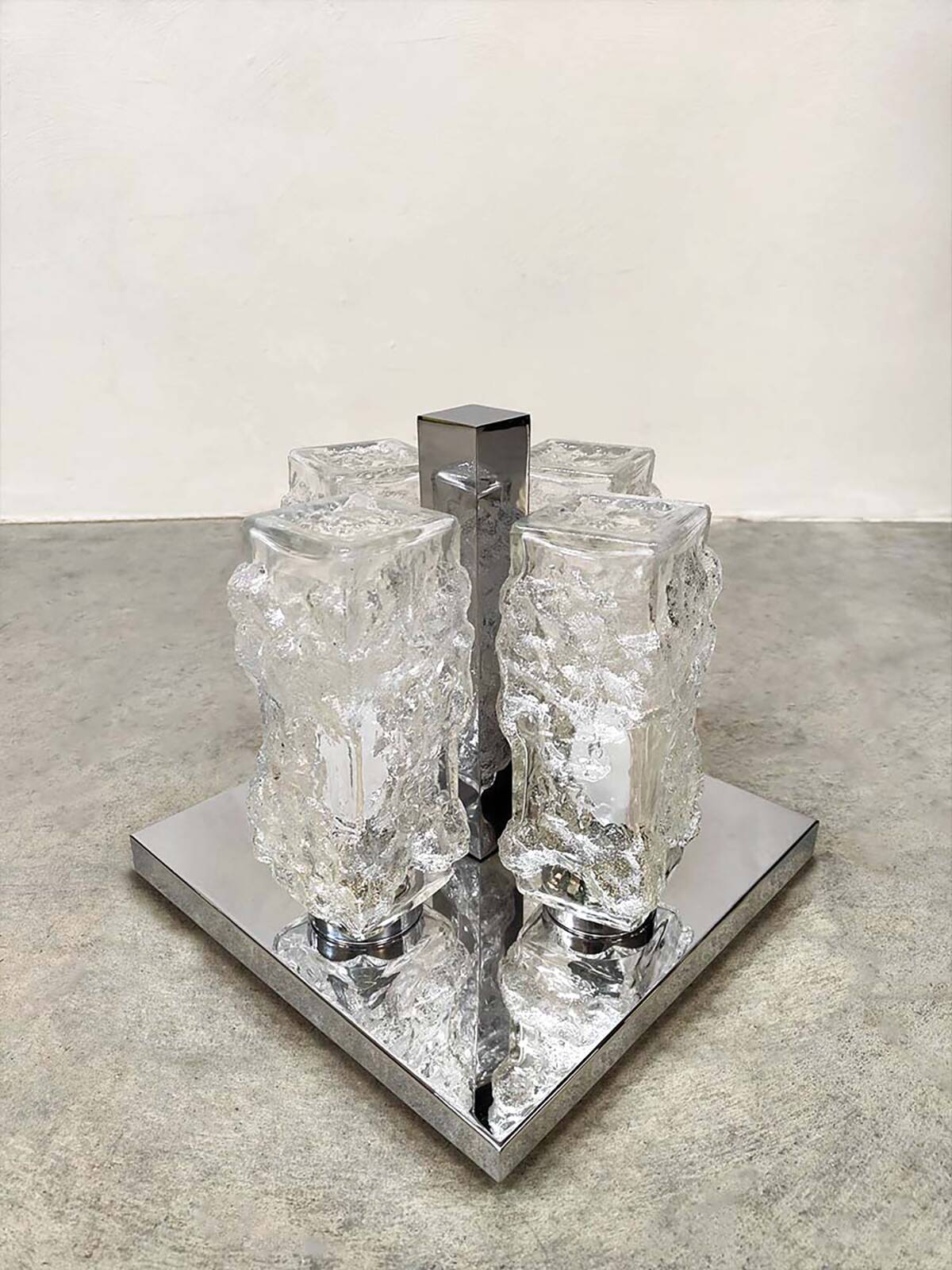 Vintage design Ice glass Flush Mount ceiling lamp 'Ice cubes'