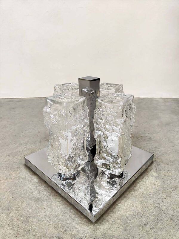 Plafonnier encastré en verre de glace design vintage 'Ice cubes'