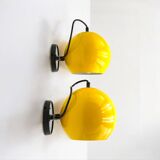 Pair of Yellow Wall Lamps by Emmedi, New Old Stock 1970s