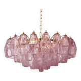 Pink “poliedri” murano glass chandelier