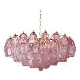 Suspension rose en verre de murano « poliedri »