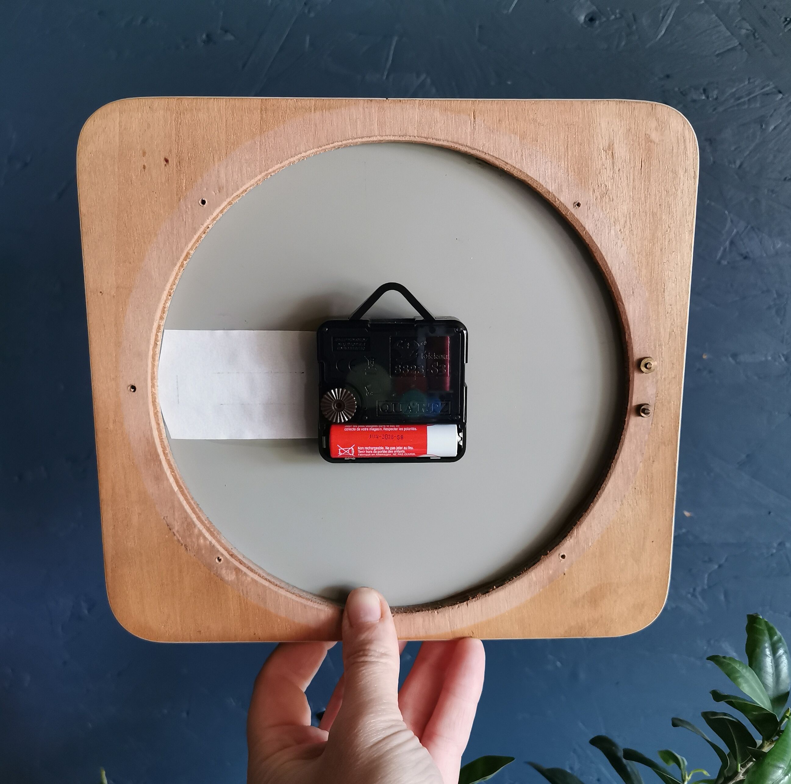 Square silent vintage wall pendulum clock "Romatic golden blue"