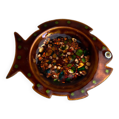 Coupelle poisson en cuivre émaillé