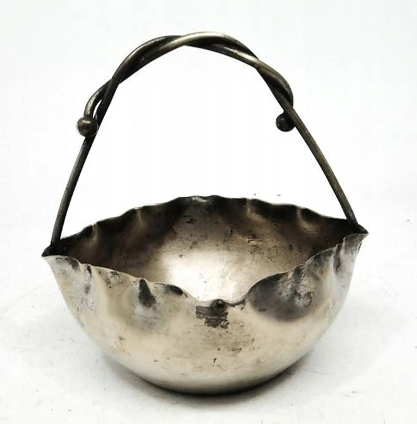 Basket sugar bowl Secession, silver-plated brass, early 20th century
