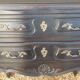 Louis XV style scriban bookcase in black and Basque red patinated cherry wood