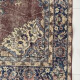 Tapis oriental vintage 205x300 cm, laine nouée à la main, tons rouge bleu beige, tapis turc